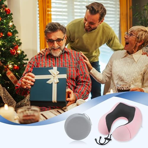 Almohada para viaje de espuma viscoelástica ajustable rosa miniatura 7