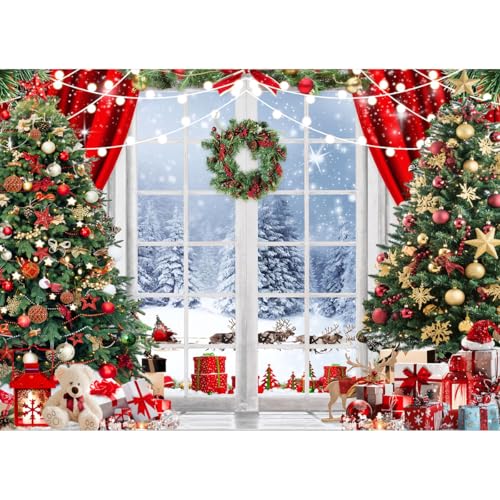 Christmas Backdrop Winter Snow Scene Backdrop for Photography Christmas Window