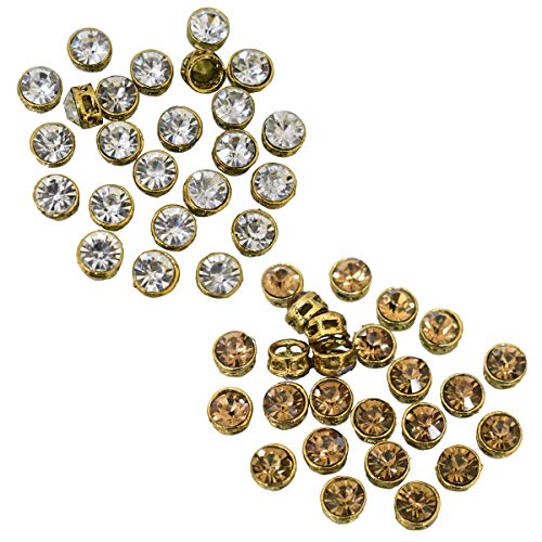 Embroiderymaterial Round Kundan Stones Combo for Embroidery & Jewelry Making - 2 Color - Size- 9MM Round - 50 Pieces - 25Pieces/Color