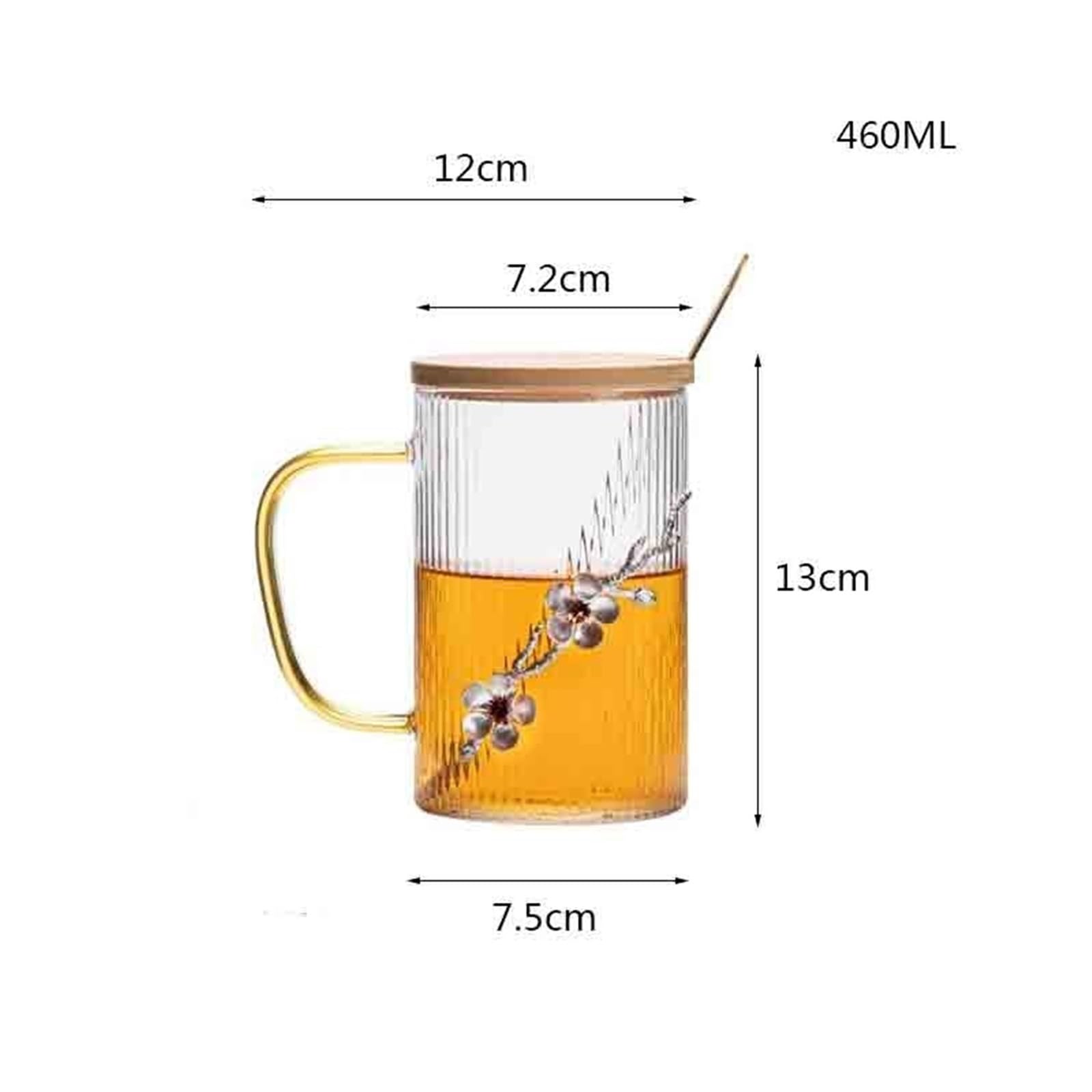 taza de vidrio, Vasos de vidrio de 15,6 onzas con asa, cuchara y tapa