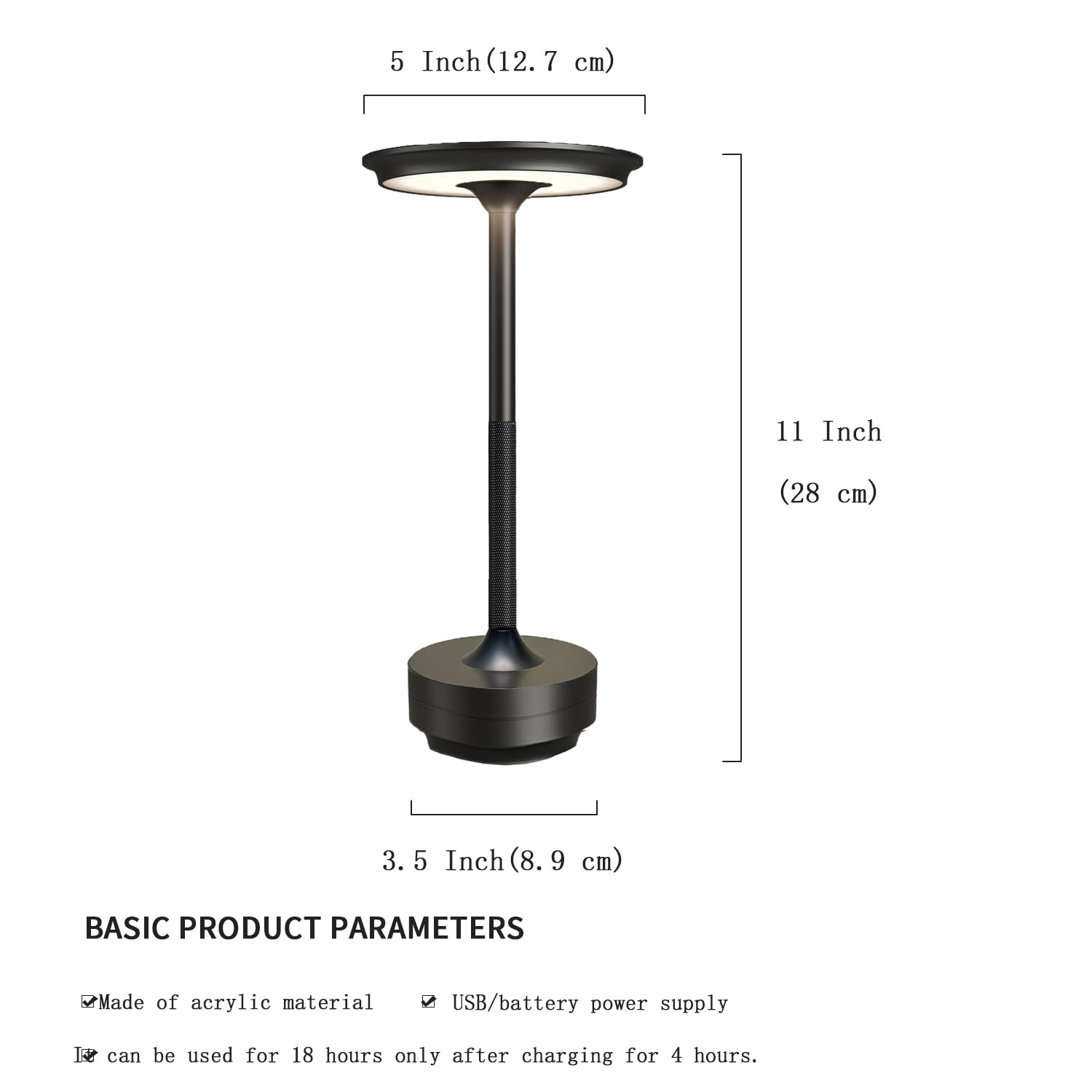 Ecolume Kabellose Tischlampe, LED, tragbar, batteriebetrieben, dimmbar, stufenlos, 3-farbige LED mit Memory-Funktion, tragbar für Heimbüro/Abendessen/Restaurant/Wohnzimmer (Schwarz & 2er-Pack)