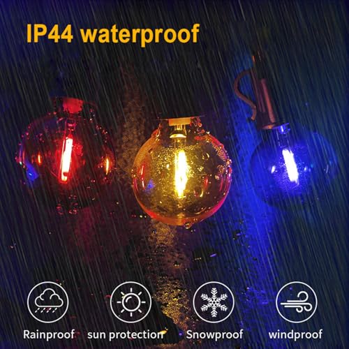 Image of 30 Pack G40 Colored LED Bulbs 1 Watt - Red, Green, Blue, Purple, Pink, Yellow String Lights - Plastic Shatterproof E12 Base Outdoor Replacement for Christmas Halloween, 120 Volt