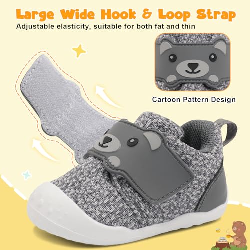 Image of FEETCITY Baby Walking Shoes Wide Baby Shoes Boys Girls Infant Sneakers Crib Shoes Breathable Toddler Barefoot Shoes Slip On Shoes