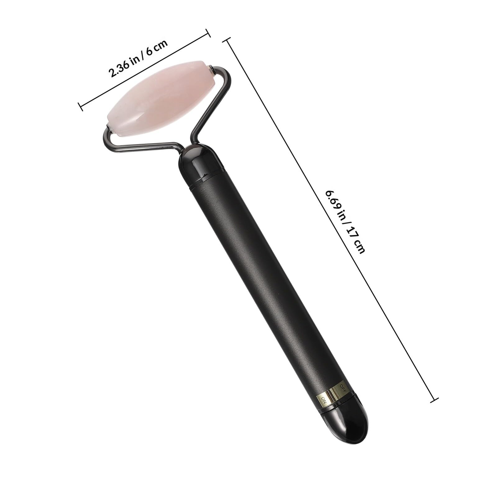 VOSAREA Masajeador Facial Rodillo de Jade y Polvo de Cristal, Eléctrico para Reducir Arrugas y Líneas Finas, para Piel del Rostro Femenina, Color Negro
