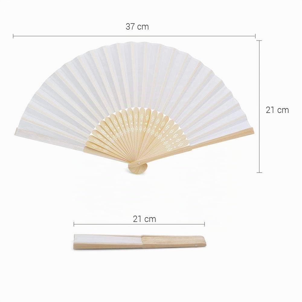 Olilly – 50 Seidenfächer für Hochzeit, Weiß + individuelle Organza-Beutel – Ihr Geschenk für die Gäste weiß