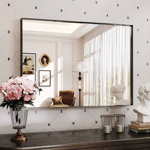 PQSNZ 30 x 40 Wall Mirror Black Bathroom Mirror 40x30 with