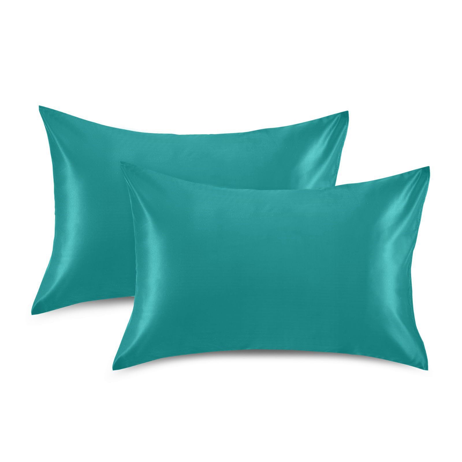 Dark Cyan Satin Rectangle Pillowcase Soft Throw Pillow Cover for Sofa Car Bedroom Living Room 30x20in