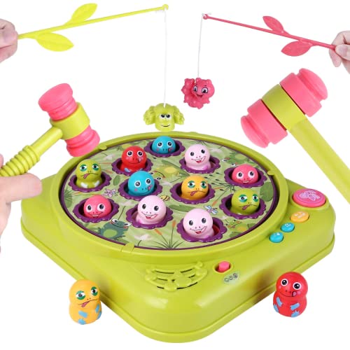 Whack A Mole & Fishing Game, Jouet interactif pour martelage et frappe pour l'apprentissage précoce, jouet éducatif, cadeau pour bébés, enfants, garçons et filles Cover