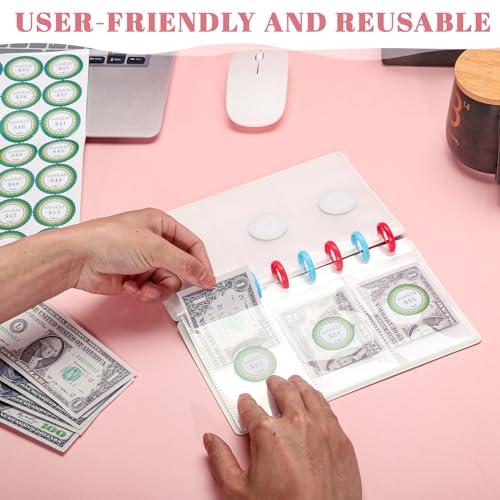 ONEDONE 52 Week Money Saving Challenge Binder 8 Rings Savings Challenge Book with Cash Envelopes Portable Money Saving Binder to Save $1430 $2,600 $5,200 Blue Whale - Thumbnail 3