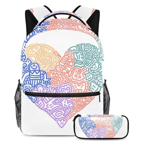 Sac à dos anti-panne d'organisation Happy Cartoon Dinosaur avec trousse