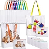 MAFYE 20 Pack Sublimation Blanks Canvas Tote Bags, Reusable Grocery Bags Heat Transfer Widen Tote Bags Cosmetic Makeup Bags Shopping Bag W/Customized Color for DIY, Advertising, Christmas Craft Gifts