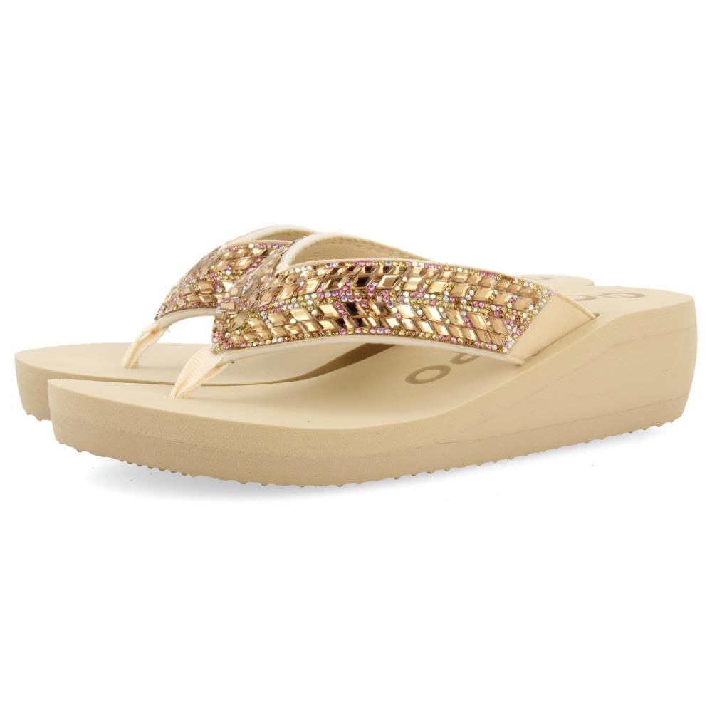GIOSEPPO Beige Sandals with WEDGE AND PEDRERÍA for Women Devices, beige, 7 UK