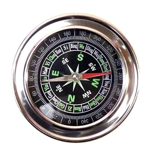 VISCI Stainless Steel Multifunctional Classic Directional Magnetic Compass for Feng Shui/Travel (Black) 75mm for Hiking Camping Outdoor Equipment Teaching Supplies-image-18