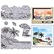 GLOBLELAND Haftstempel Mit Sommerstrandlandschaft 8.7X7 Kokosnussbäume EVA Haftstempel Seelandschaft Stempelset Für Kartengestaltung Fotoalbum Dekor Dekoration DIY Scrapbooking