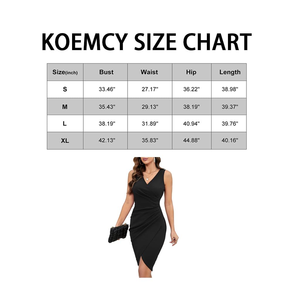 Vestidos Mujer Cuello en V Elegante Vestido de Cóctel Sin Mangas Bodycon Vintage Verano Slim Fit Vestido para Baile Boda Fiesta