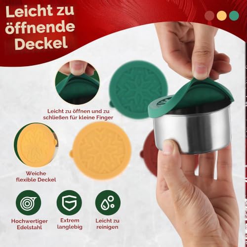nicelock Snackbox Kinder, 3 x 220 ml snackbox Edelstahl kleine edelstahldosen mit deckel, für Babynahrung, Mini-Töpfe, Entwöhnungstöpfe… – Ansicht 3