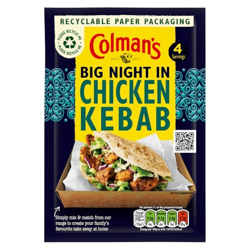 Colman's Weekend Wonders Chicken Kebab Meal Maker - Mezcla de especias para una comida familiar estilo comida para llevar, perfecta con pan pitta, 30 g