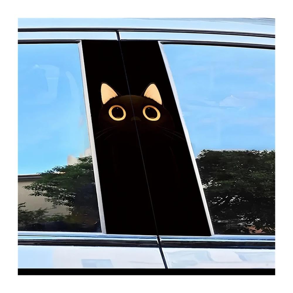 Decorative Items 2 Pieces of Car Window Pillar Stickers Black Cat Polyethylene Protective Film