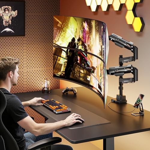 ARES WING Heavy Duty Dual Monitor Mount with USB for 24-57 Inch, Black by ARES WING - Used condition - Image 9