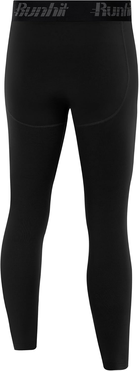 Runhit Boys Compression Leggings Fleece Lined - Youth Sports Tights Kids Thermal Base Layer Pants Cold Weather Gear - Image 2