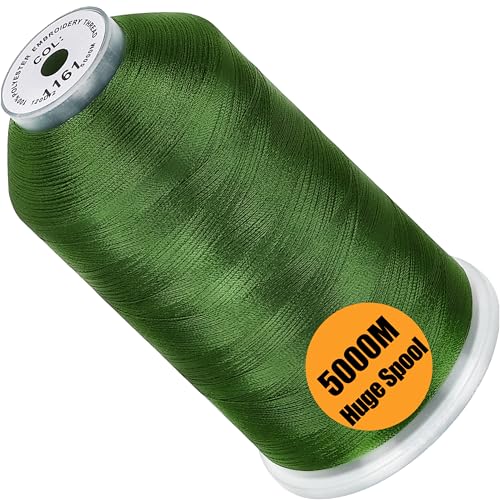 Image of New brothread - Single Huge Spool 5000M Each Polyester Embroidery Machine Thread 40WT for Commercial and Domestic Machines - Kelly