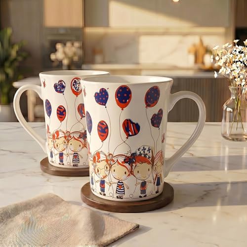 Image of UPC Premium Bone China Coffee Mug Set of 2 | Elegant Ceramic Tea & Coffee Cups for Home, Office & Cafe | Lightweight, Durable, Microwave & Dishwasher Safe Mug Set | Luxury Drinkware Collection