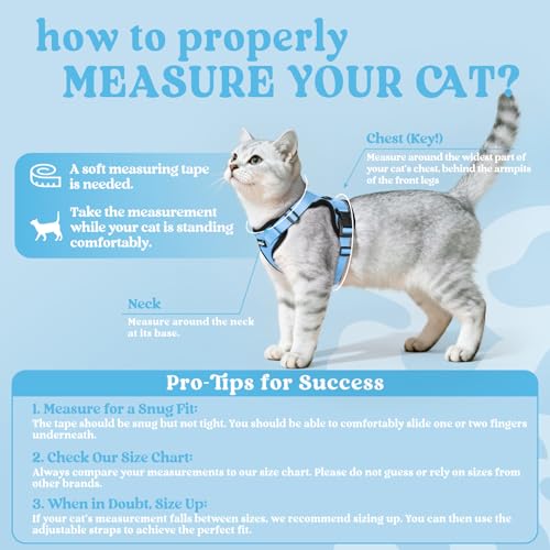 Image of rabbitgoo Cat Harness and Leash Set, Escape Proof Vest, Light Blue