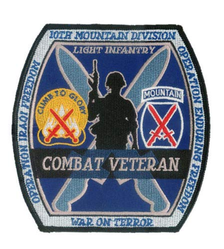 10th Infantry Division Mountain Patch War on Terror Embroidered Patch with Wax Backing and merrowed Edge (5" X 4 3/4") - Afghanistan OEF - Iraq OIF - Fort Drum, NY