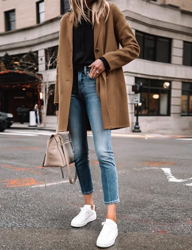 Yidarer Women's Wool Coat Mid-Length Notch Lapel Single Breasted Trench Pea Coats Casual Outerwear2