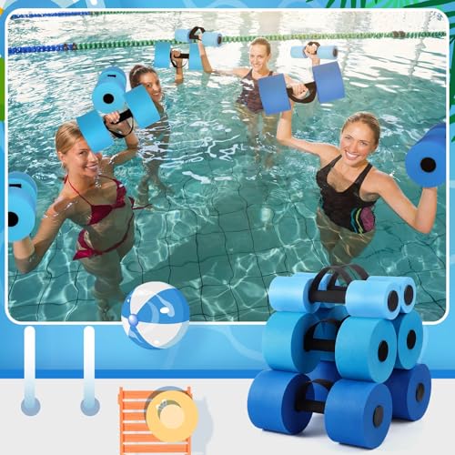 Soulchen Pool Exercise Equipment Water Dumbbells Pool Resistance Aerobic Weights EVA Foam Dumbbell with Handle Strip Assorted Size for Aqua Therapy Water Aerobics Weight Loss Fitness(Azure Glow) by Soulchen - Image 5