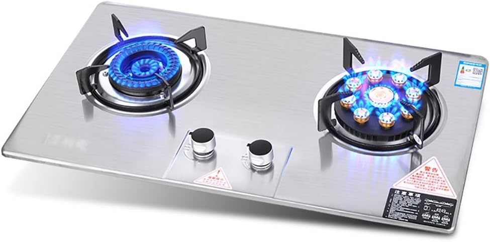 Upgrade Gas Stove 71cm Built-in 2 Cast Iron Portable Hob Rings Burners (4000W&4200W) with Flame Failure Protection Easy to Clean Compatible with All Cookware [Energy Class A] (Color :