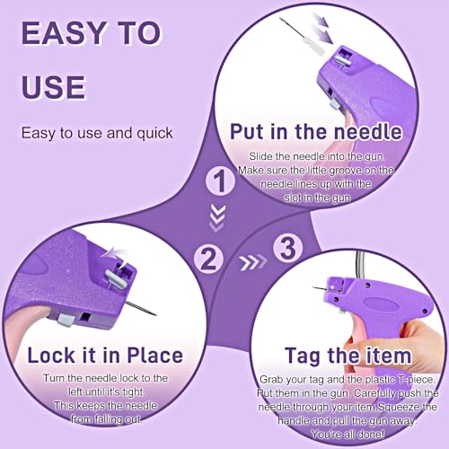 Image of Stitch Gun for Clothes, Handheld Stitch Gun Quick Clothing Fixer,Sewing Kit Includes 1,000 Black Fasteners & 1,000 White Fasteners & 6 Needles (Purple)