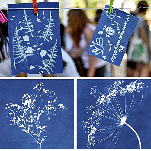 Papel de cianótipo, 32 folhas de papel de impressão solar com 1 folha de painel acrílico - papel de