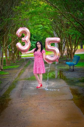 Image of 3 Balloon Numbers Birthday Decorations, 40In Pearl Pink Balloons for Party | Eye-catching Appearance, Perfect Decorative Centerpieces, Convenient Self-sealing Structure, Widely for Various Occasions