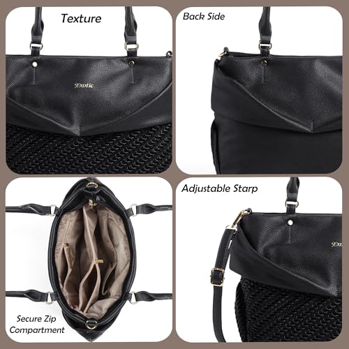 Image of EXOTIC Virelle Textured Dual Panel Handbag for Women | Spacious Multi-Compartment Carryall | Shoulder Carry with Adjustable Sling Strap | Premium PU Leather Purse