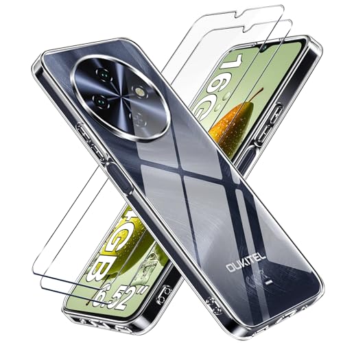 LYJERRY 1Pcs Schutzhülle Kompatibel mit OUKITEL C5 Handyhülle + 2Pcs Schutzglas für OUKITEL C5 Hülle durchsichtig Stoßfest Cover Silikon Handytasche & Bildschirmschutzfolie