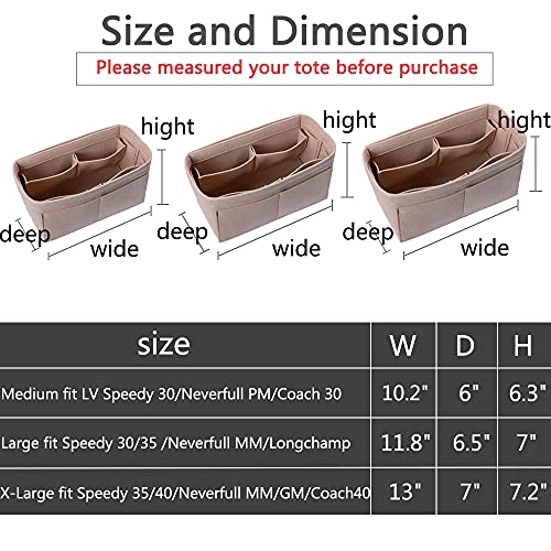 Lmeison Purse Organizer Insert For Handbags, Felt Bag Organizer For Tote & Purse, Tote Bag Organizer Insert For Lv Speedy, Neverfull Mm Gm, Longchamps Tote, Christmas Gift For Women, Beige, Medium #TOP1