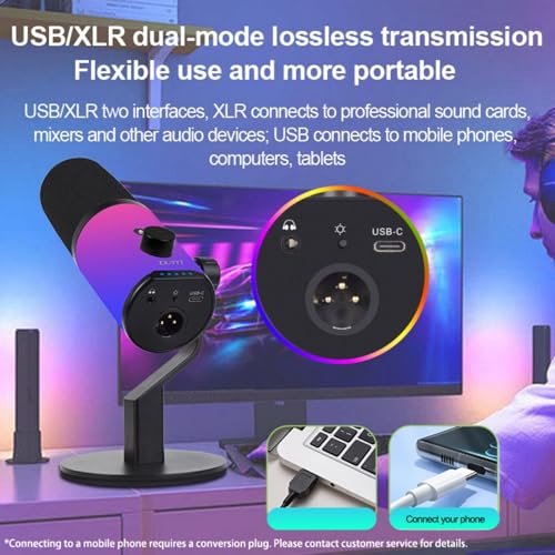 Micrófono USB para juegos con control de sonido ajustable e iluminación de color 4