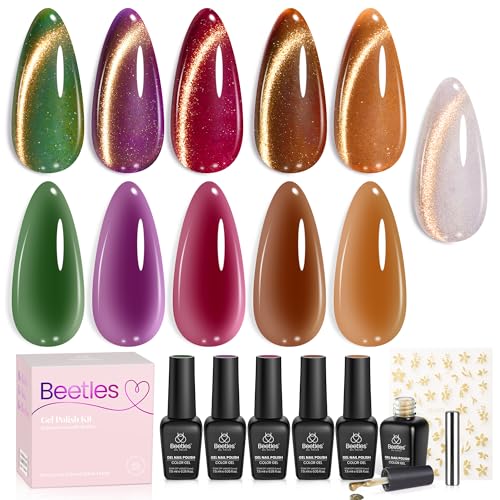 Beetles Gilded Lull Cat Eye Gel Nail Polish Set - 6 Colors Jelly ...