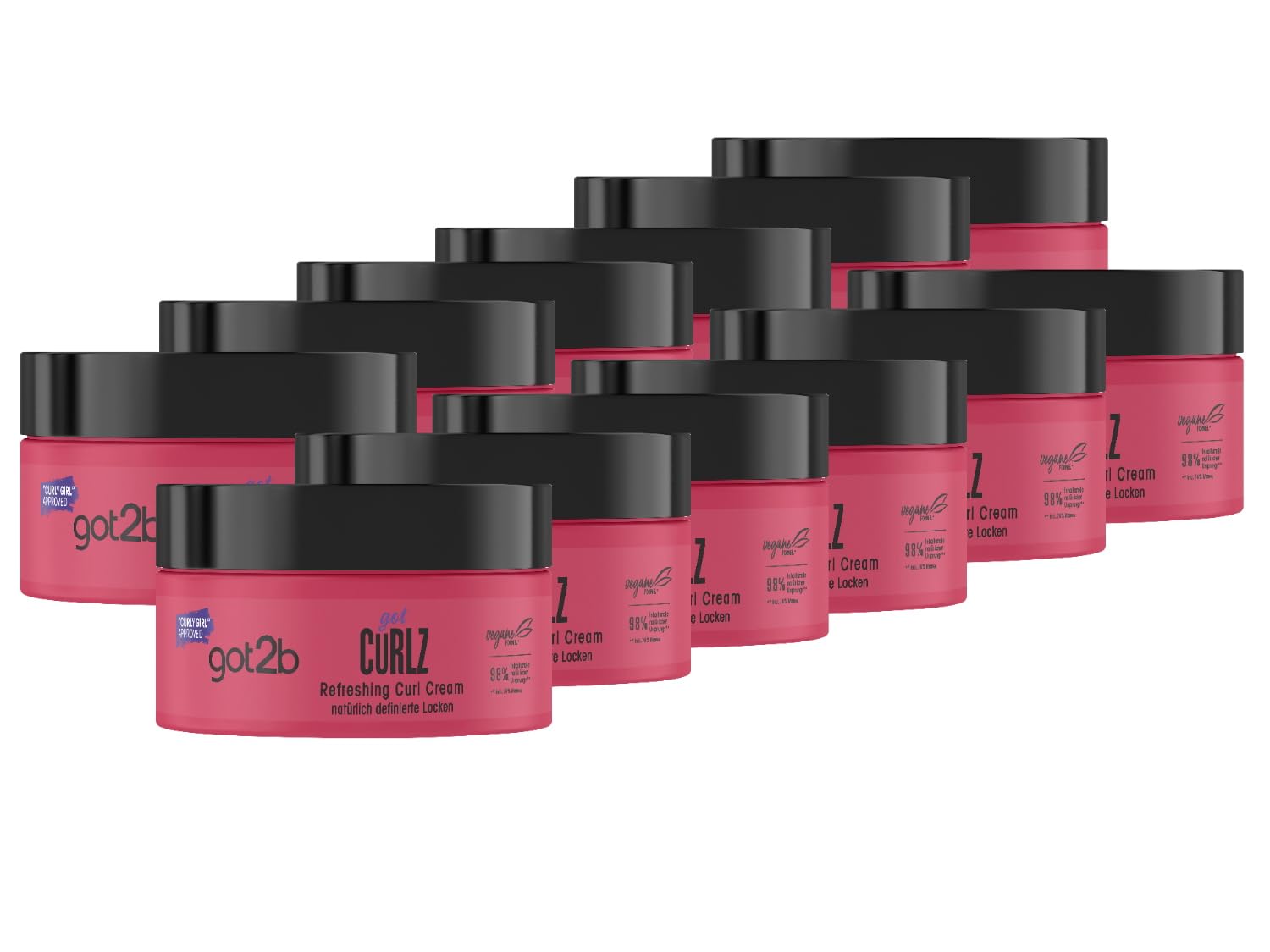 got2b Schwarzkopf got CuRLZ Refreshing Curl Cream (12x 200 ml), Styling Creme für gepflegte, revitalisierte und definierte Locken, mit Kokosnussöl, Rizinusöl, Arganöl & Shea Butter