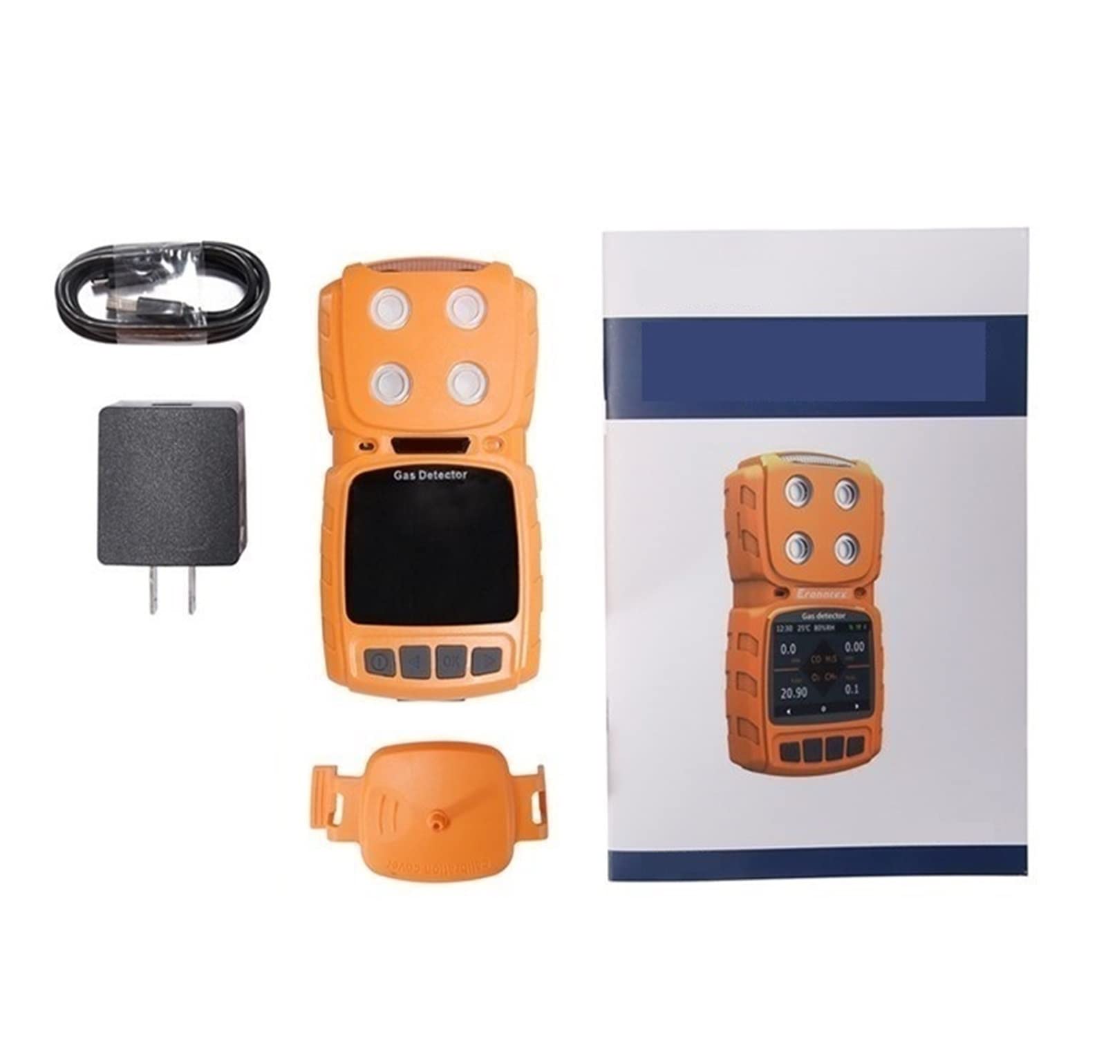 Monitor gas, rilevatore perdite gas, Rilevatore di gas 4 in 1 portatile, H2S CO O2 EX, Monitoraggio del gas, con vibrazione, udibile, allarme visivo, sniffer a gas per casa, camper, fognatura