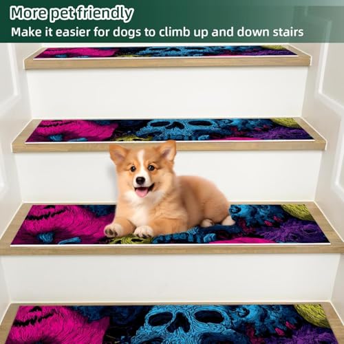 Tapis d'escalier effrayant pour Halloween protection marche bois réutilisable