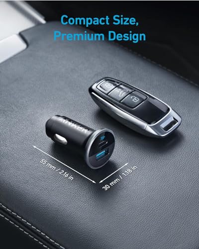 Image of Anker 323 USB-C Car Charger Adapter, 52.5W Cigarette Lighter Charger with 30W PowerIQ 3.0 Fast Charging for iPhone 17 /16 /15 /14 /13 /12 Series, Galaxy S25 /24, Pixel