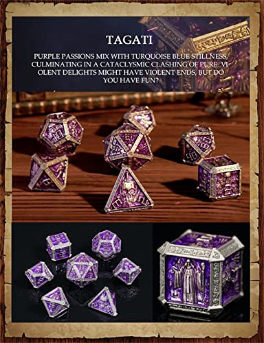 Image of DND Metal Dice Set D&D Polyhedral Dice Set with Gift Box Metal Box DND Dice Set Polyhedron Dice for Dungeons and Dragons MTG D&D RPG Table Games D4 D6 D8 D10 D12 D20 Role Playing Game