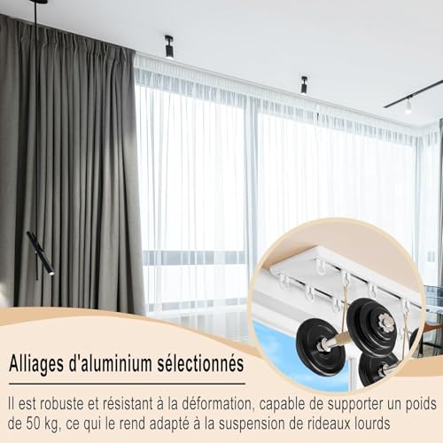 Rail de rideaux double rangée plafond robuste pour séparation - 5