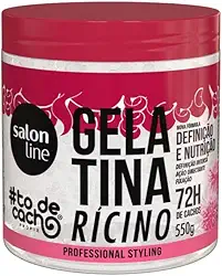 Salon Line, Gelatina Capilar, ToDeCacho, Óleo de Ricino, Definição e Nutrição, Vegana - Cabelos Ondulados, Cacheados e Crespos, 550 g