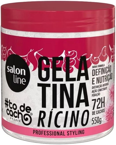 Salon Line, Gelatina Capilar, ToDeCacho, Óleo de Ricino, Definição e Nutrição, Vegana - Cabelos Ondulados, Cacheados e Crespos, 550 g