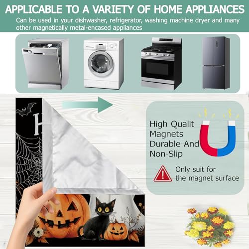 Image of Cute Ghost Dishwasher Covers for The Front Magnetic,Halloween Pumpkin Cat Refrigerator Magnets Decoration,Reusable Dishwasher Cover Panel for Home Kitchen Decor 23x26 Inch