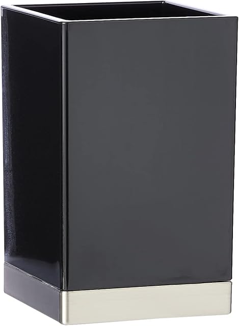 iDesign Clarity Tumbler Cup for Bathroom, Black, 6.35 x 6.35 x 10.16 cm