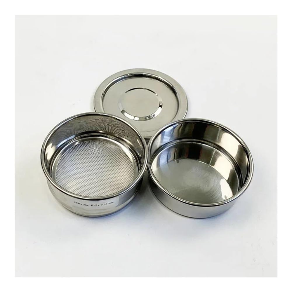 Labor-Standardsieb mit feinem Maschengeflecht, Laborstandard-Testsieb, 10 cm, verzinkt, Set mit Deckel und Boden, 10–600 Mesh, 3 Stück(50 mesh(0.355mm))